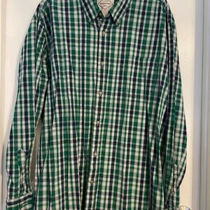 St. John's Bay Green and Navy Checkered Men's Shirt